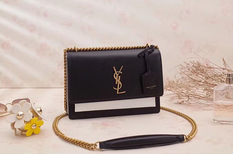 Replica YSL 442906 Saint Laurent Medium Sunset Monogram Bag Black And White